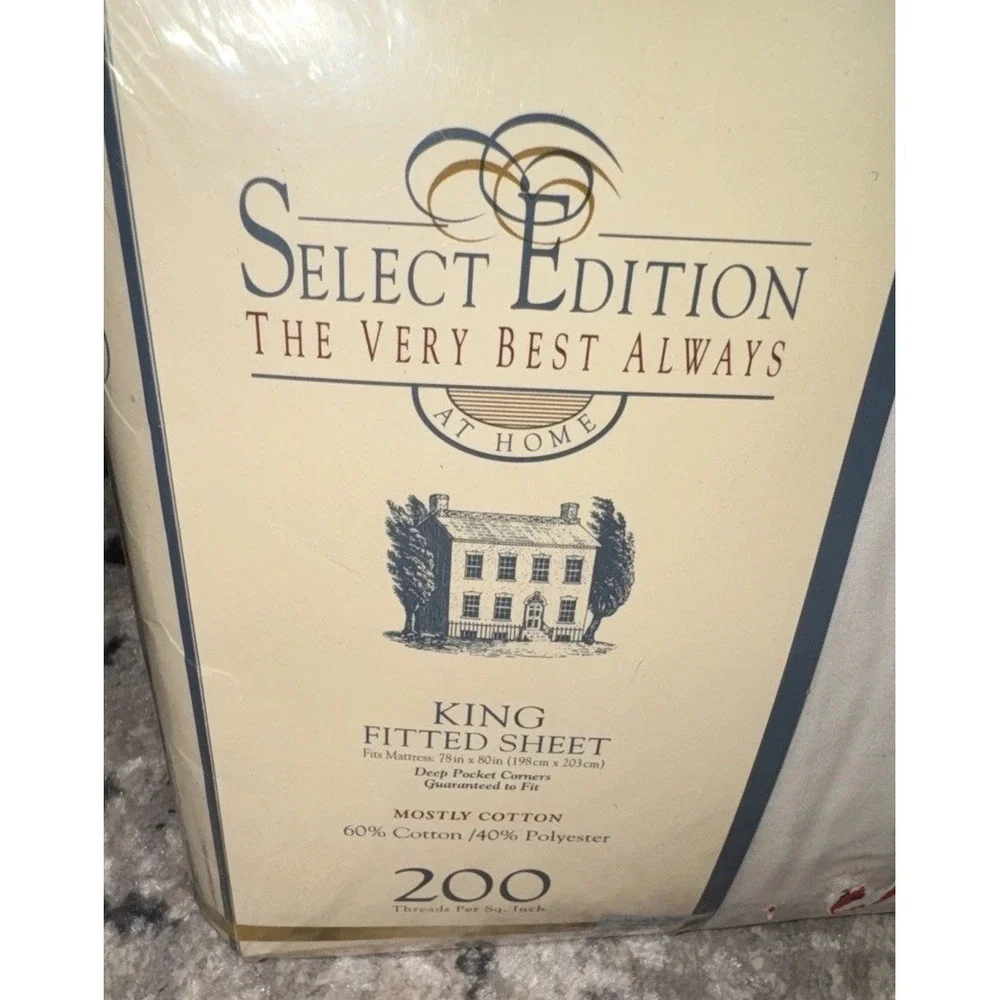Selection Editions King Fitted sheet Ivory cotton poly blend 200 TC NEW